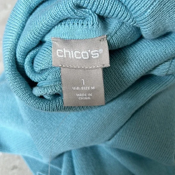 Chicos Womens Blue Turtleneck Sweater Size Medium Coolmax Technology NWT - Picture 6 of 12